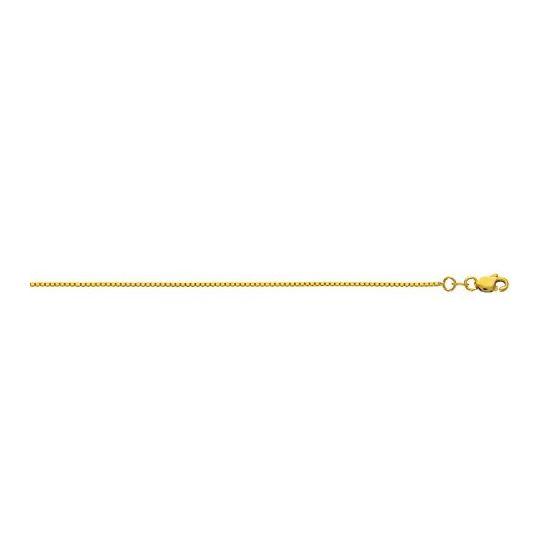 10K 24 inch long Yellow Gold 1.0mm wide Shiny Box Chain with Lobster Clasp FJ-063BOX-24