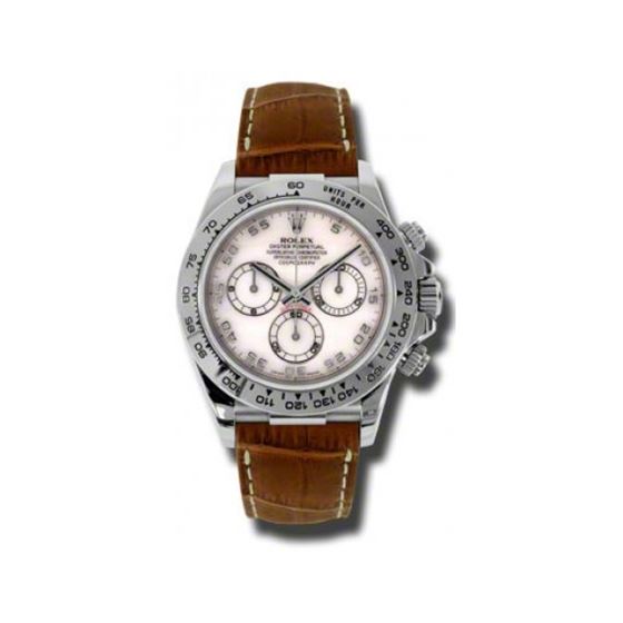 Rolex Watches  Daytona White Gold  Leather Strap 116519 mop