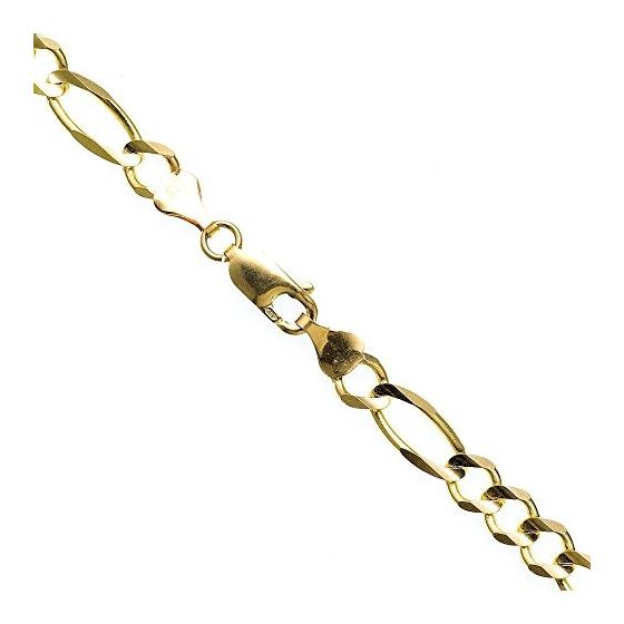 14K YELLOW Gold SOLID FIGARO Chain - 26 Inches Long 6.6MM Wide 1