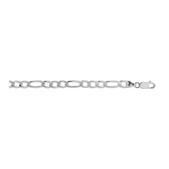 Sterling silver 5.0 mm Wide Polished Diamond Cut Figaro Chain 30 Inch Long