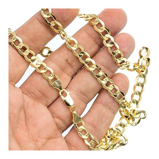 10K YELLOW Gold HOLLOW ITALY CUBAN Chain - 24 Inches Long 7MM Wide 3