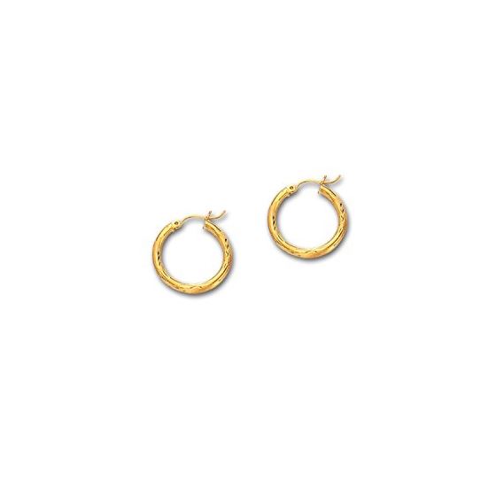 10K Yellow Gold Ladies Diamond Cut Hoop Earrings ZLT226