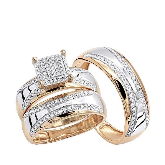 Two Tone 10K Gold Wedding Bands Engagement Ring Ro