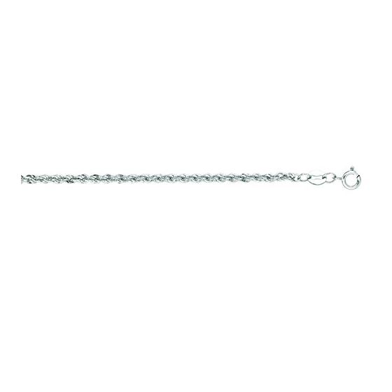 14K White Gold 2.0mm wide Diamond Cut Lite Rope Chain with Lobster Clasp 1