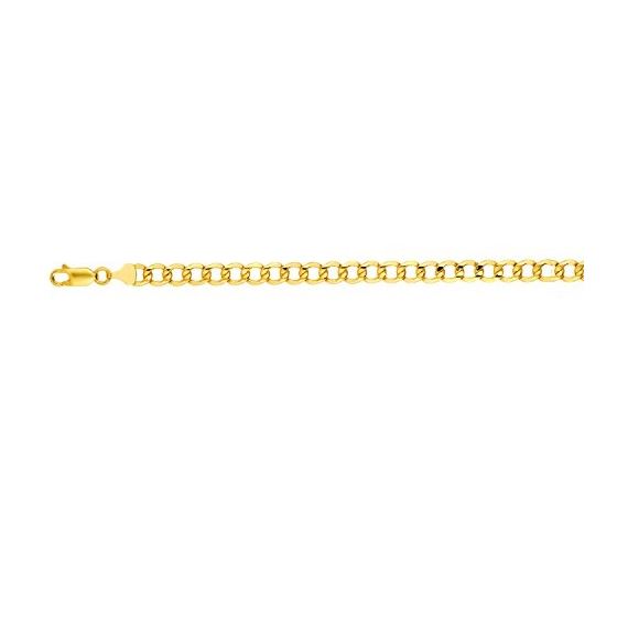 10K Yellow Gold 6.10mm Diamond Cut Curb Lite Chain Bracelet with Lobster Clasp