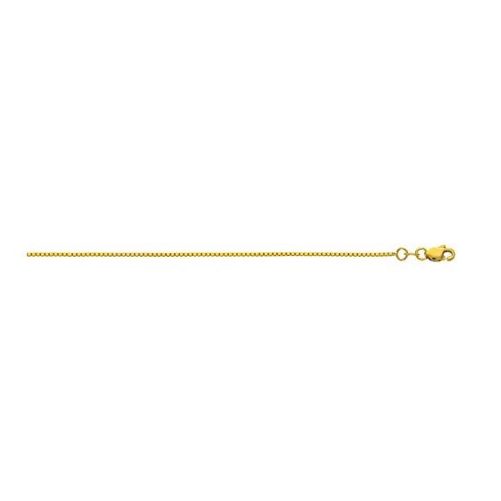 10K 18 inch long Yellow Gold 1.0mm wide Shiny Box Chain with Lobster Clasp FJ-063BOX-18