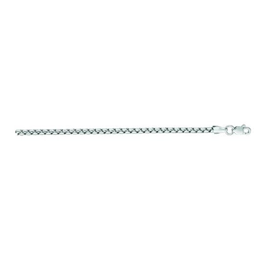 14K White Gold 2.4mm wide Shiny Round Box Chain with Lobster Clasp 1