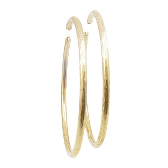 10k Yellow Gold earrings Plain Cut hoop AGBE32 1