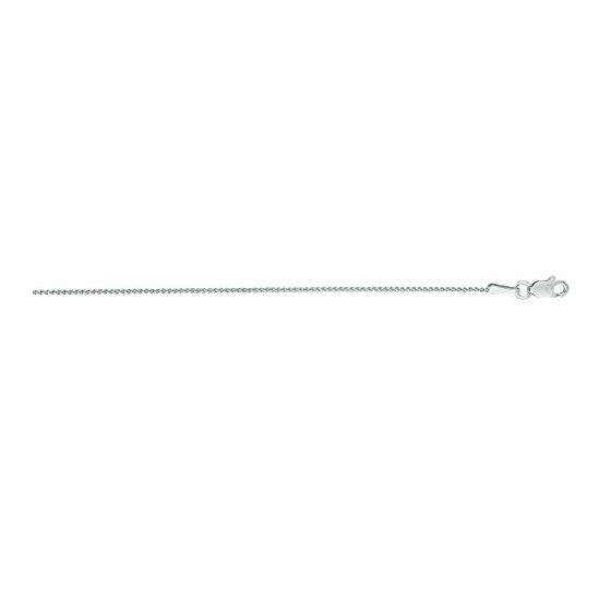 14K White Gold 1.0mm wide Diamond Cut Wheat Chain with Lobster Clasp 1