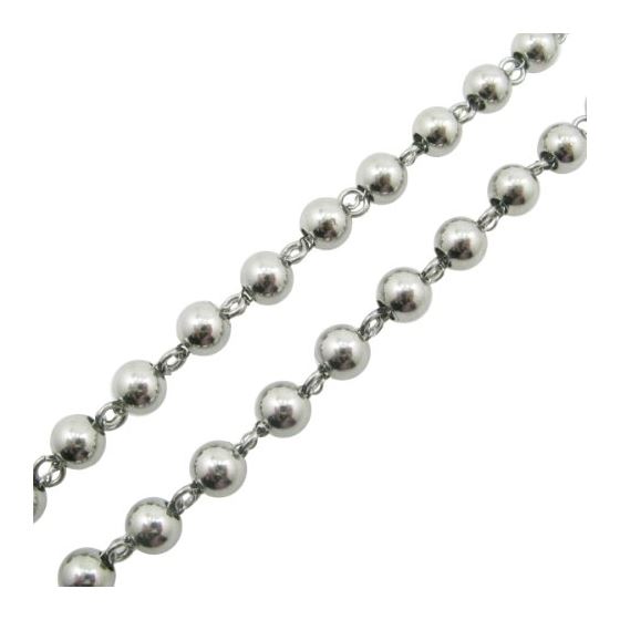 Mens Stainless Steel Silver Tone Rosary Chain Necklace with Cross 8MM 3