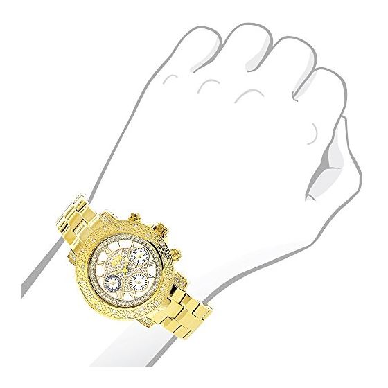 Ladies Luxurman Diamond Watch 0.30 ct Yellow Gold Plated Stainless Steel Band 3