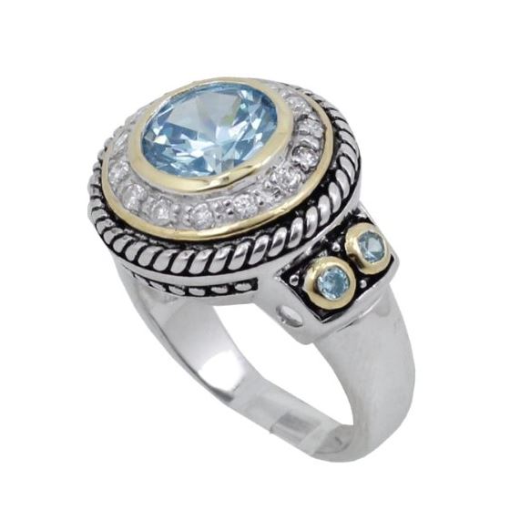 "Ladies .925 Italian Sterling Silver Baby blue synthetic gemstone ring SAR22 6