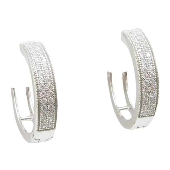 Womens .925 sterling silver White hoop earring 2mm thick and 4mm wide 1