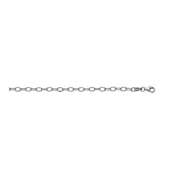 Sterling Silver 3.5 mm Wide Textured Rolo Chain 24 Inch Long