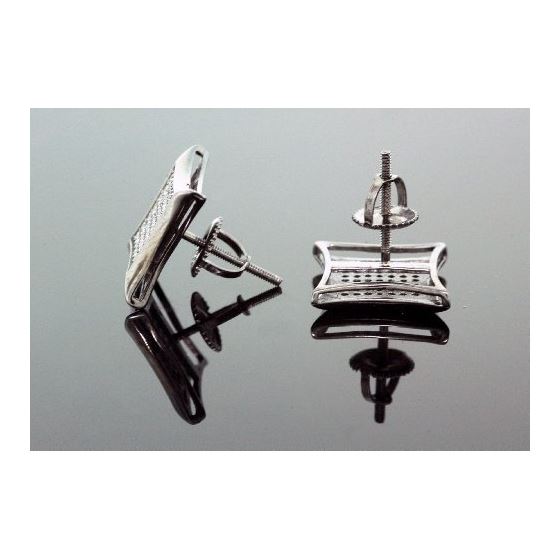 .925 Sterling Silver Black Kite White Crystal Micro Pave Unisex Mens Stud Earrings 12mm 3