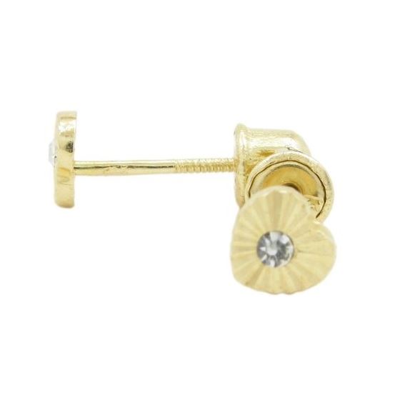 14K Yellow gold Heart cz stud earrings for Children/Kids web483 1