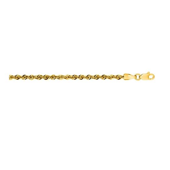 "14K Yellow Gold Light Rope Chain 18"" inches long x2.5mm wide"