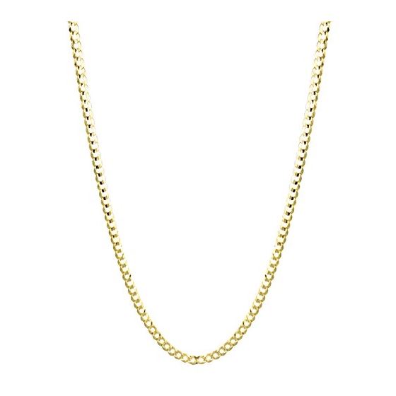 "10K 22"" long Yellow Gold 4.7mm wide Comfort Curb Cuban Italy Chain Necklace Lobster Clasp FJ-120CC