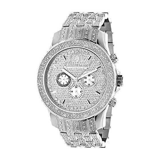 Iced Outlarge Mens Genuine Diamond Raptor Watch by LUXURMAN 1 Carat MOP Subdials 1