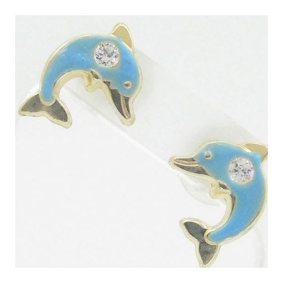 "14K Gold Earrings heart star flower dolphin penguin for Childeren