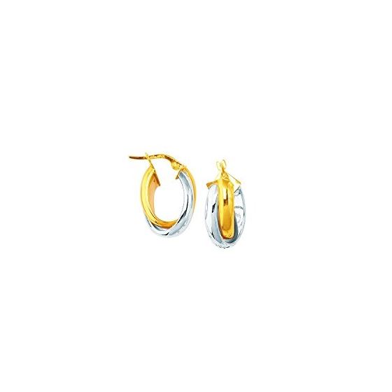 14K Yellow White Gold Ladies Hoop Earrings ER863