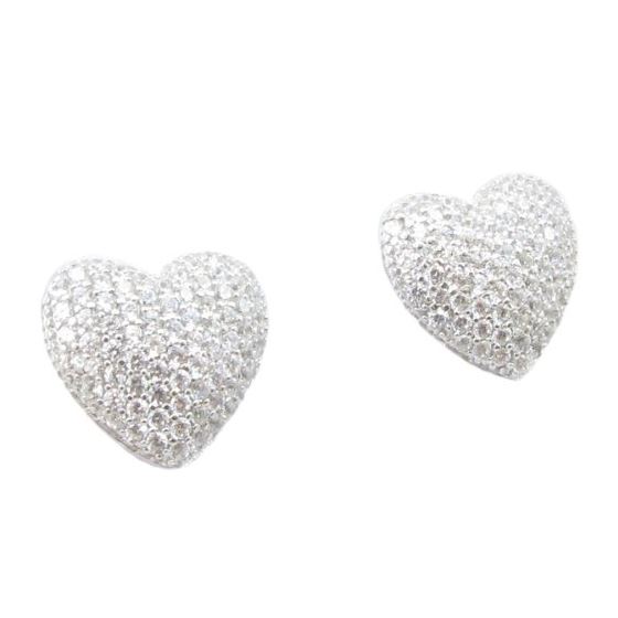 Womens .925 sterling silver White heart earring 5mm thick and 11mm wide 1