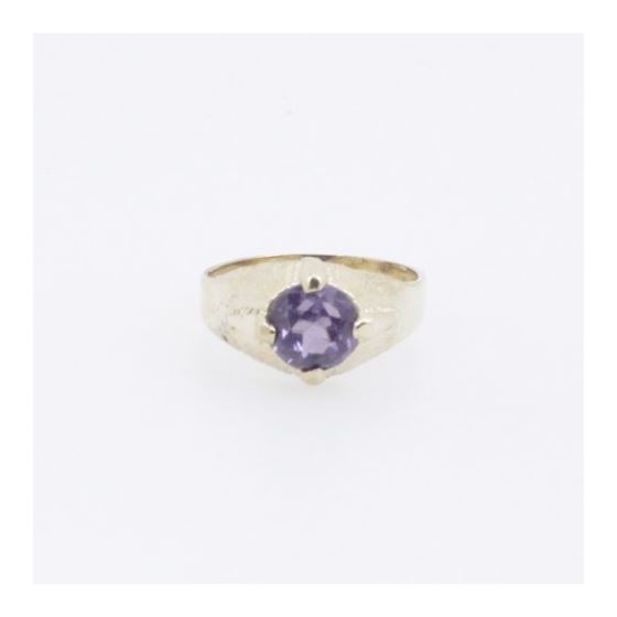 10k Yellow Gold Syntetic purple gemstone ring ajjr87 Size: 2 3