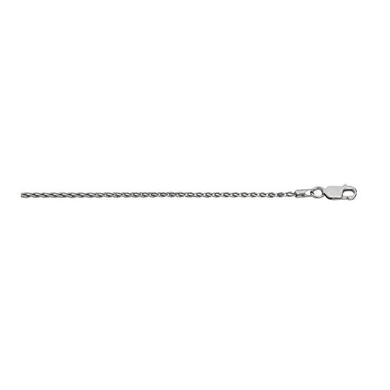 Silver with Rhodium Finish 1.3mm wide Diamond Cut Spiga Chain with Lobster Clasp