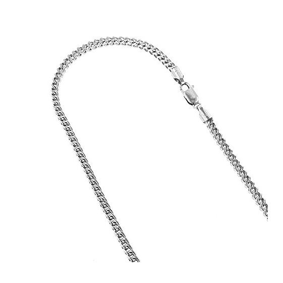 10k White Gold Hollow Franco Chain 4mm Wide Necklace with Lobster Clasp 22 inches long 1