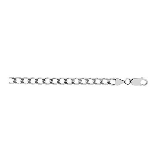 Silver with Rhodium Finish 4.7mm wide Diamond Cut Curb Chain with Lobster Clasp