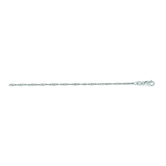 10K 18 inch long White Gold 1.5mm wide Classic Singapore Chain w FJ-025WLSING-18