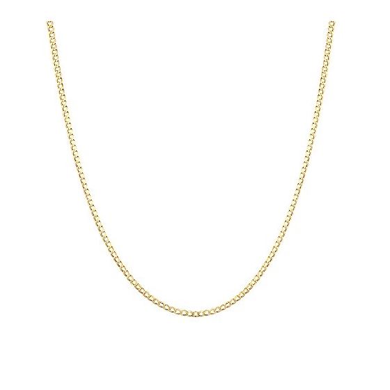 "10K 24"" long Yellow Gold 4.4mm wide Curb Cuban Italy Lite Chain Necklace with Lobster Clasp FJ-100