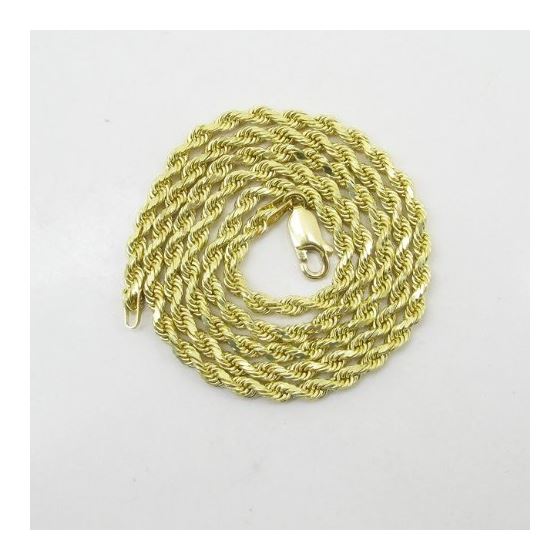 "Mens 10k Yellow Gold skinny rope chain ELNC7 20"" long and 3mm wide 3"