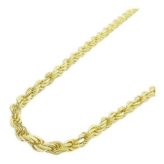 "Mens 10k Yellow Gold skinny rope chain ELNC22 30"" long and 3mm wide 1"
