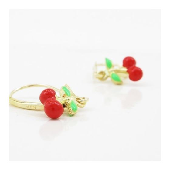 14K Yellow gold Cherry chandelier earrings for Children/Kids web527 3