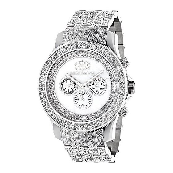 Luxurman Genuine Diamond Watch for Men 1 Carat with Diamond Band 1