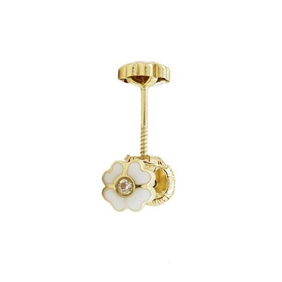 14K Yellow gold Flower cz stud earrings for Children/Kids web99 1