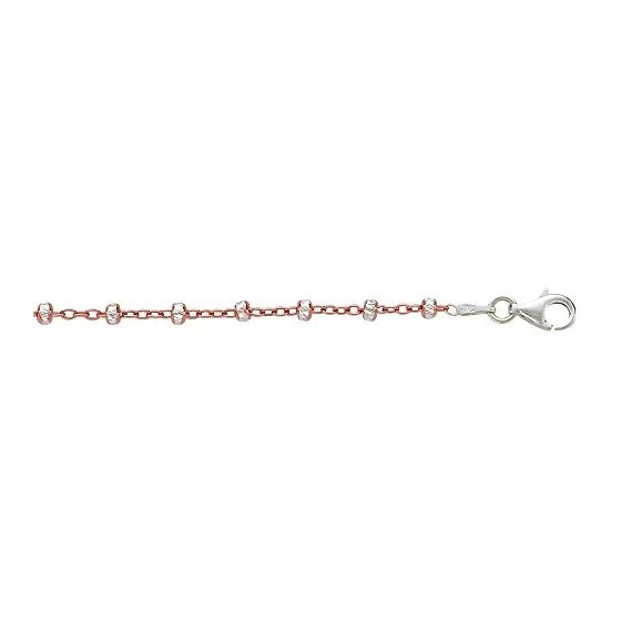 Silver with Rhodium Rose Finish 1.72mm wide Diamond Cut Cable Type Two Tone