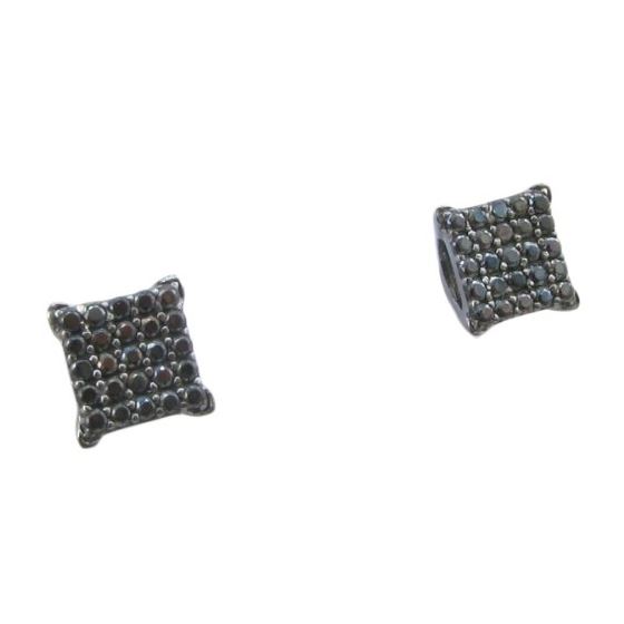 Mens .925 sterling silver Black 5 row square earring MLCZ39 5mm thick and 6mm wide Size 1