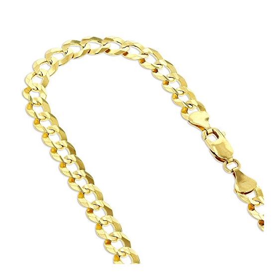 10K Yellow Gold 7mm Comfort Curb Cuban Italy Chain Bracelet 8.5 inches long with Lobster Clasp 1