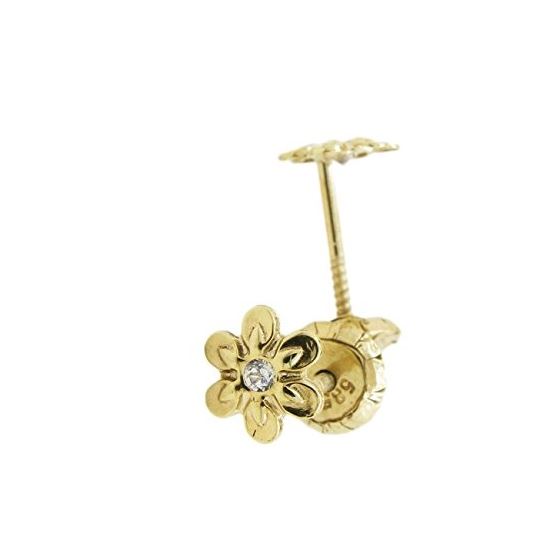 14K Yellow gold Fancy flower cz stud earrings for Children/Kids web184 1