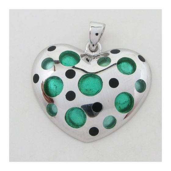 Silver heart blue stone pendant SB54 26mm tall and 24mm wide 3