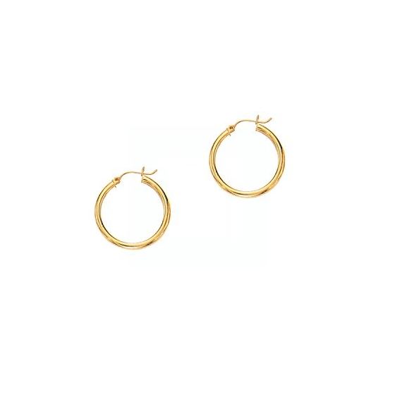 14K Yellow Gold Ladies Shiny Hoop Earrings LT208