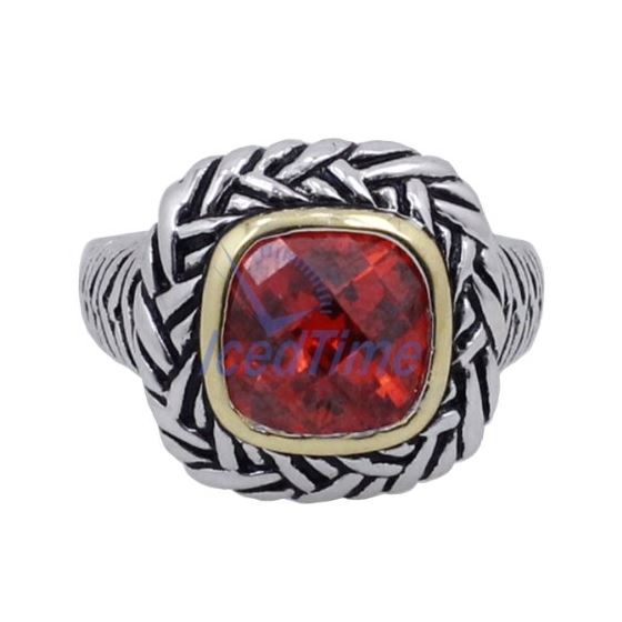 "Ladies .925 Italian Sterling Silver Ruby Red synthetic gemstone ring SAR31 6