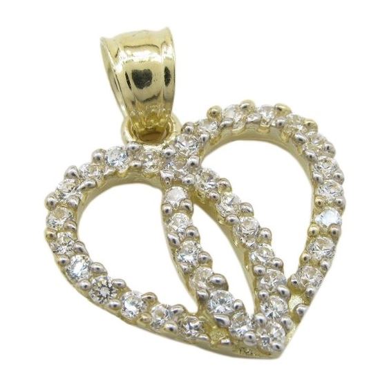 Womens 10k Yellow gold Dual heart join cz gold pendant GCHA45 1