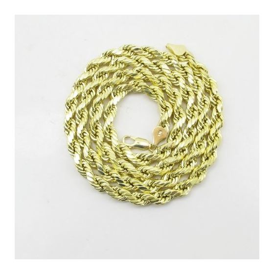 "Mens 10k Yellow Gold Hollow Rope Chain ELNC20 24"" long and 5mm wide 3"