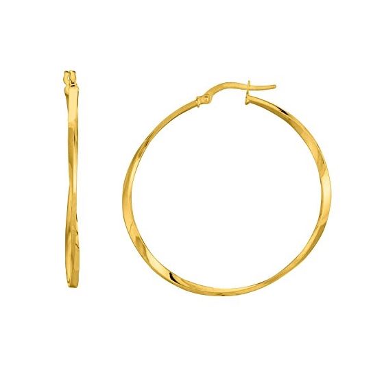 14K Yellow Gold Ladies Hoop Earrings ER1817