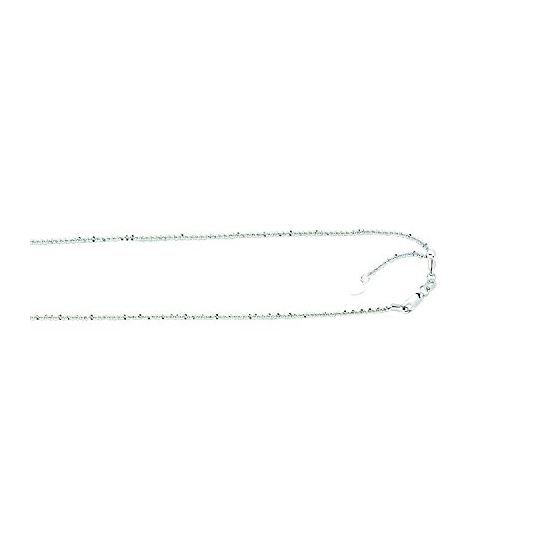 10K 22 inch long White Gold 1.50mm wide Shiny Diamond Cut Adjustable Sparkle Chain with Lobster Clas