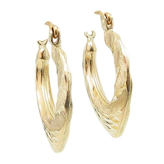 10k Yellow Gold earrings Fancy puff bamboo gold earrings AGBE71 1
