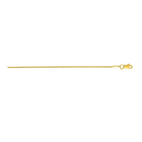 10K 16 inch long Yellow Gold 1.0mm wide Diamond Cut Round Wheat Chain with Lobster Clasp FJ-025RW-16